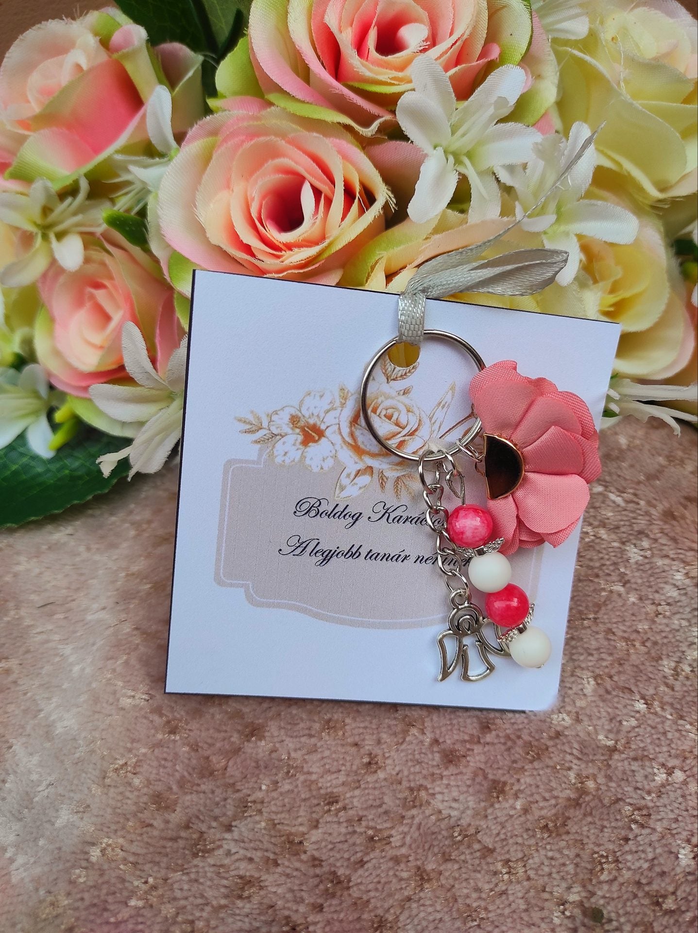 Karácsonyi ajándék tanár néninek - rózsaszín -